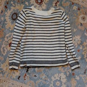Ava & Viv Black and White Striped Cowl Neck Sweater